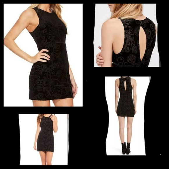 Free People Black Velvet Bodycon‎ Dress - Picture 1 of 4